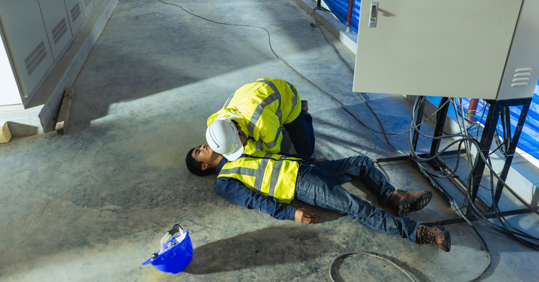 First aid response to electric shock in a workplace setting