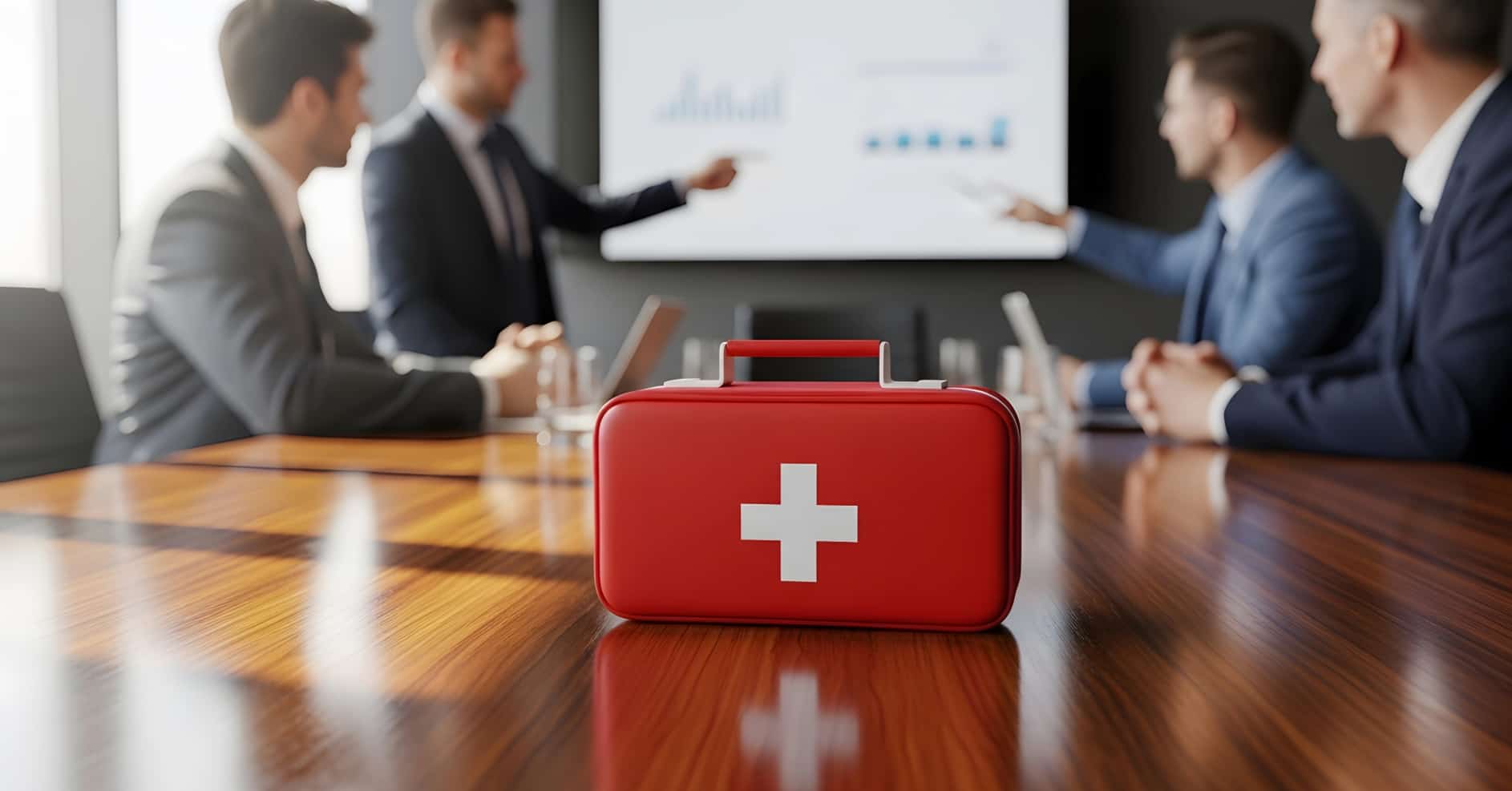 Workplace discussion about first aid responsibilities and legal liability
