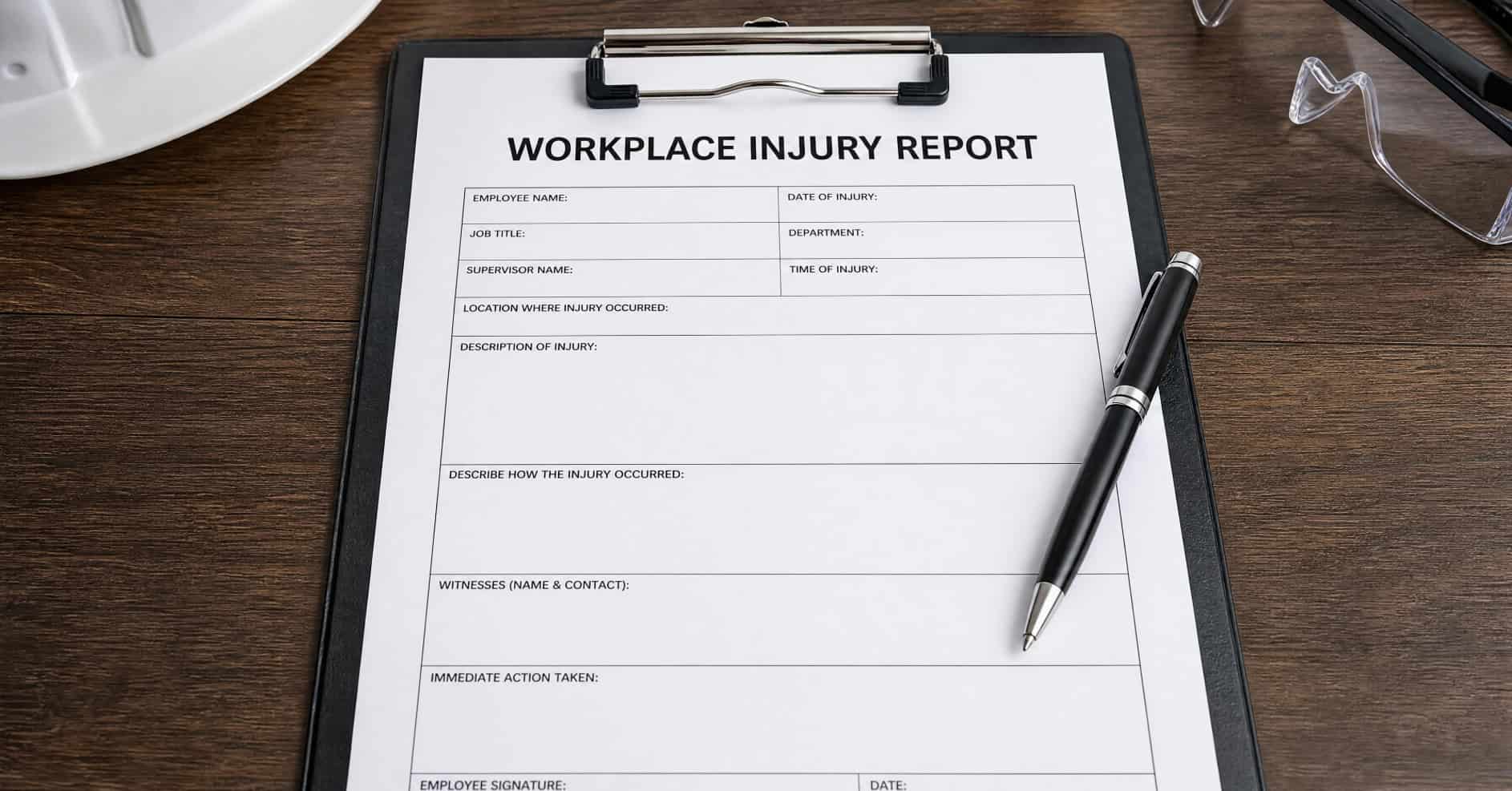 Workplace employee reporting a near miss incident as part of a health and safety management process.