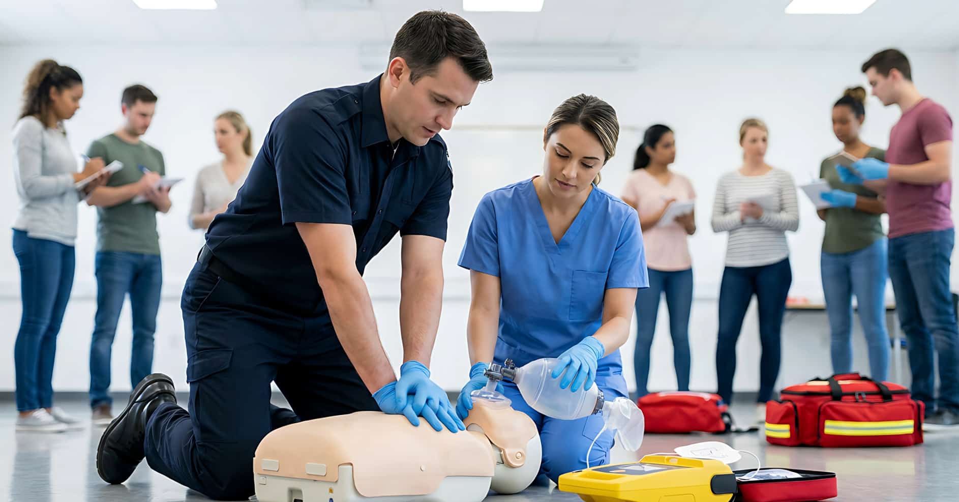Temporary worker receiving workplace safety and first aid induction before starting work.