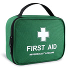 Green first aid kit with a white cross and 'Sevenwalls Lifecare' branding on a white background
