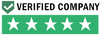 Five-star rating with 'VERIFIED COMPANY' text and green check mark on a white background