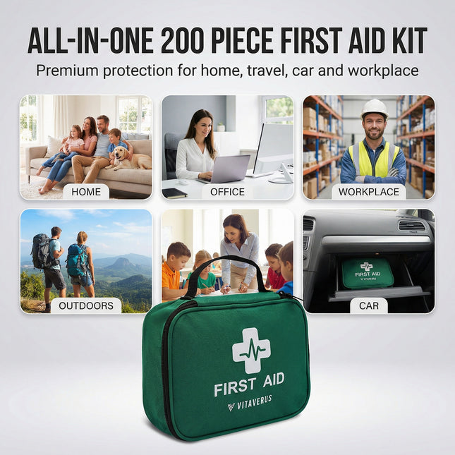 Premium First Aid Kit – 200 Piece (Home, Travel, Workplace, Vehicle)