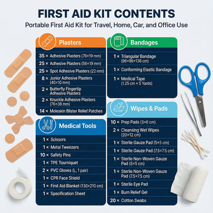 Portable First Aid Kit – 170 PCS for Holidays & Outdoors