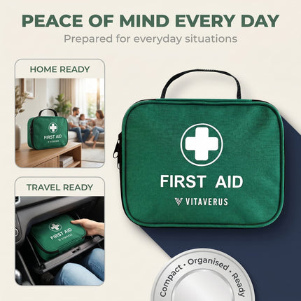 Premium 230 Piece First Aid Kit – Premium Emergency Kit for Home, Car, Travel & Workplace