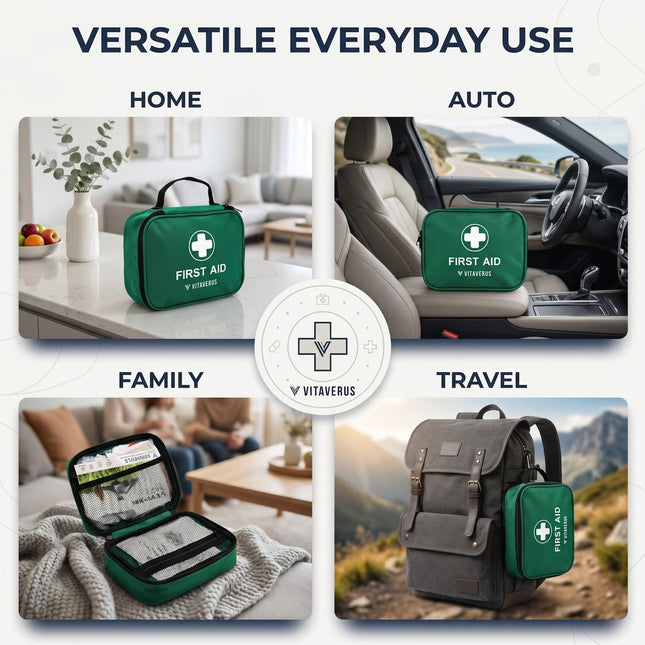 Premium 230 Piece First Aid Kit – Premium Emergency Kit for Home, Car, Travel & Workplace